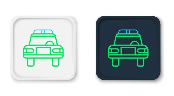 Linie Polizeiauto und Polizei-Blinker-Symbol isoliert auf weißem Hintergrund. Notrufsirene. Buntes Rahmenkonzept. Vektor — Stockvektor