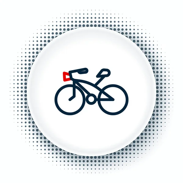 Linje Cykel ikon isolerad på vit bakgrund. Cykeltävling. Extrem sport. Sportutrustning. Färgstarkt skisskoncept. Vektor — Stock vektor