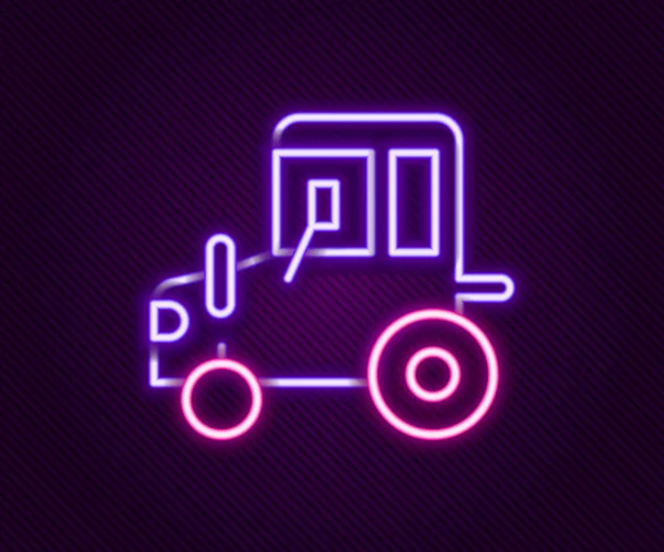 Gloeiende neon lijn Tractor icoon geïsoleerd op zwarte achtergrond. Kleurrijk concept. Vector — Stockvector