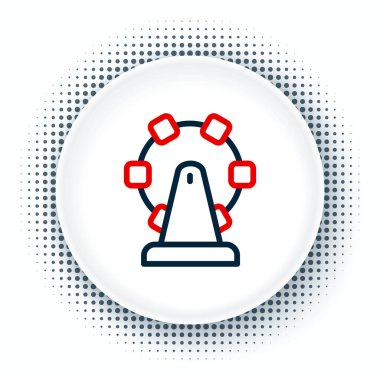 Dönme dolap simgesi beyaz arkaplanda izole edildi. Eğlence parkı. Çocuklar için eğlence parkı, eğlence parkı. Renkli taslak konsepti. Vektör