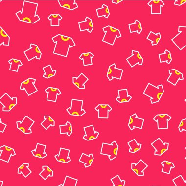 Çizgi tişört simgesi kırmızı arkaplanda izole edilmiş kusursuz desen. Vektör