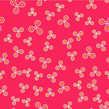 Line Fidget döndürme simgesi kırmızı arkaplanda izole edilmiş kusursuz desen. Stres giderici oyuncak. Moda bir el çevirme makinesi. Vektör