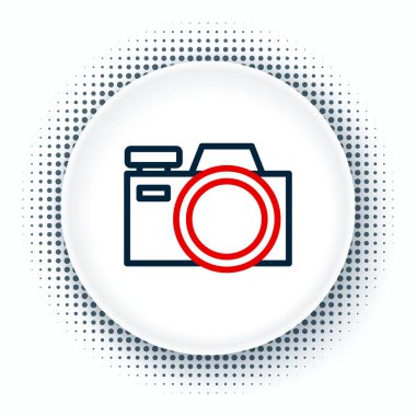Çizgi fotoğraf makinesi simgesi beyaz arkaplanda izole edildi. Fotoğraf makinesi simgesi. Renkli taslak konsepti. Vektör