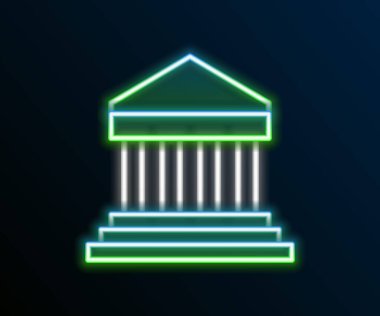 Atina, Akropolis 'ten parlayan neon hattı Parthenon, Yunanistan' ın simgesi siyah arka planda izole edildi. Antik Yunan ulusal simgesi. Renkli taslak konsepti. Vektör