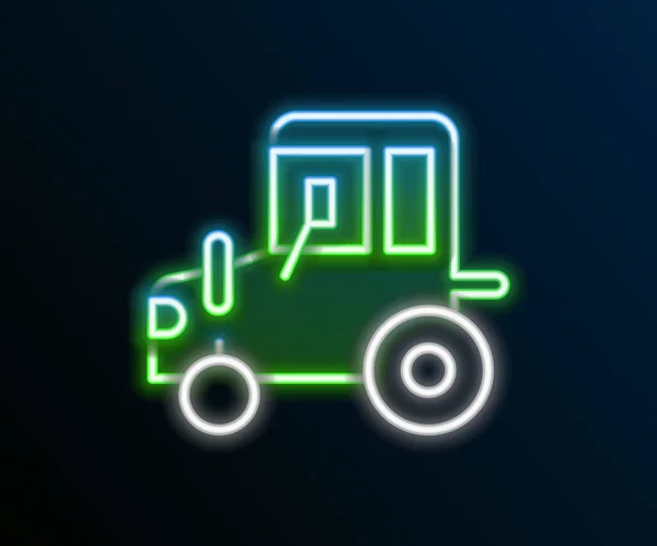 Glödande neon linje traktor ikon isolerad på svart bakgrund. Färgstarkt skisskoncept. Vektor — Stock vektor