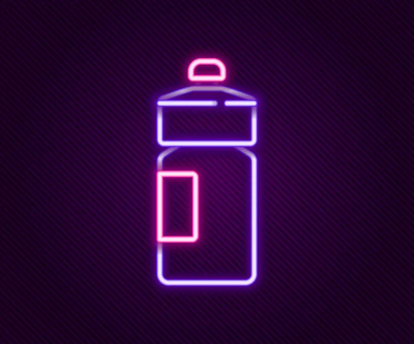 Ragyogó neon vonal Fitness shaker ikon elszigetelt fekete háttérrel. Sport shaker palack fedéllel víz és fehérje koktélok. Színes vázlat koncepció. Vektor — Stock Vector