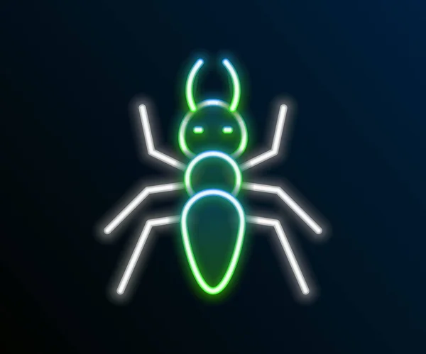 Glowing neon line Ant icon isolated on black background. Colorful outline concept. Vector — Stock Vector