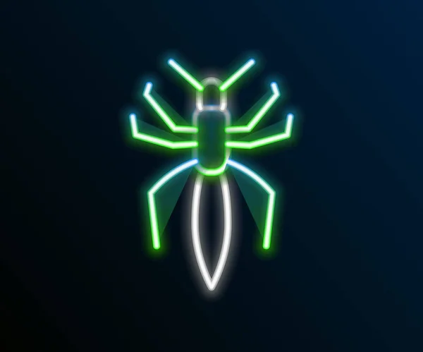 Leuchtendes Neon Line Spider Symbol isoliert auf schwarzem Hintergrund. Frohe Halloween-Party. Buntes Rahmenkonzept. Vektor — Stockvektor