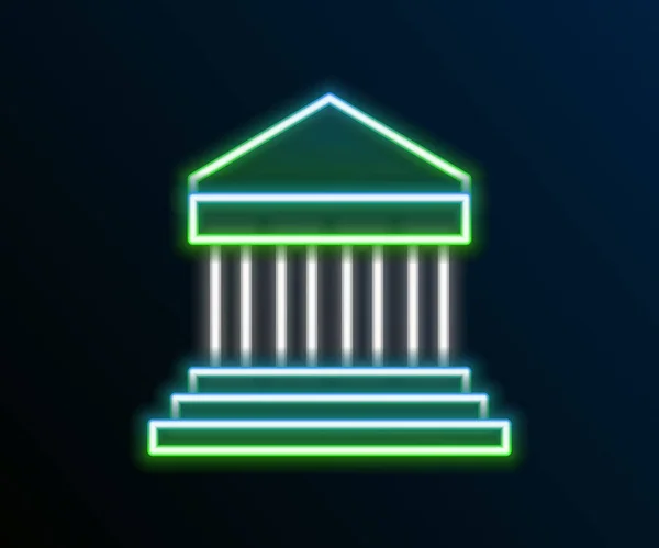 Brillante línea de neón Partenón de Atenas, Acrópolis, Grecia icono aislado sobre fondo negro. Monumento nacional griego antiguo. Concepto de esquema colorido. Vector — Vector de stock