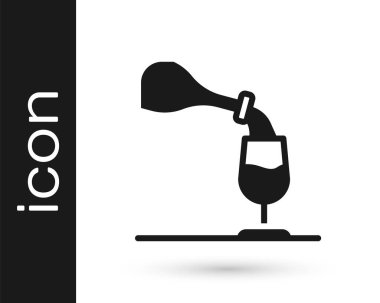 Siyah şarap tatma, beyaz arka planda izole edilmiş degulasyon ikonu. Sommelier. Şarap gibi kokuyor. Vektör