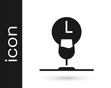 Siyah şarap zaman simgesi beyaz arkaplanda izole edildi. Şarap kadehi. Şarap kadehi işareti. Vektör