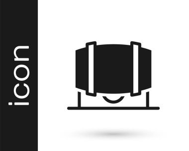 Beyaz arka planda izole edilmiş şarap ikonu için siyah tahta fıçı. Vektör