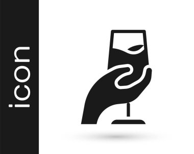 Siyah şarap tatma, beyaz arka planda izole edilmiş degulasyon ikonu. Sommelier. Şarap gibi kokuyor. Vektör