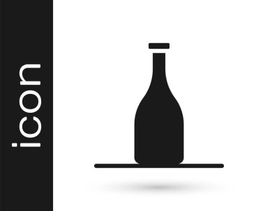 Beyaz arka planda izole edilmiş siyah şarap ikonu. Vektör