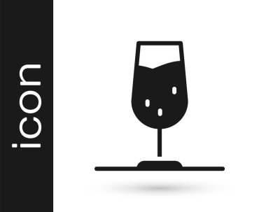 Beyaz arka planda izole edilmiş siyah şarap cam ikonu. Şarap kadehi işareti. Vektör