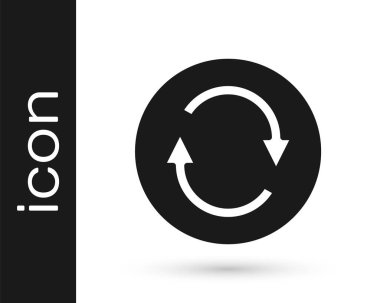 Siyah Geri Dönüşüm sembolü simgesi beyaz arkaplanda izole edildi. Dairesel ok simgesi. Çevre geri dönüşümü yeşile döner. Vektör