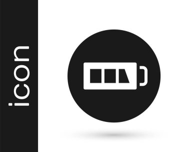 Siyah Batarya şarj seviyesi göstergesi simgesi beyaz arkaplanda izole edildi. Vektör