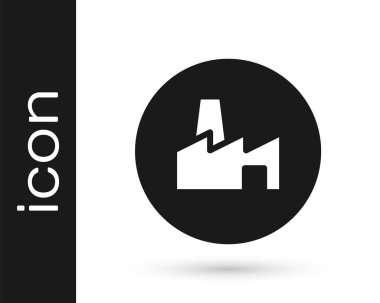 Siyah Fabrika yapım ikonu beyaz arka planda izole edildi. Endüstriyel bina. Vektör