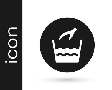 Siyah El çamaşır yıkama ikonu beyaz arka planda izole edilmiş. Vektör