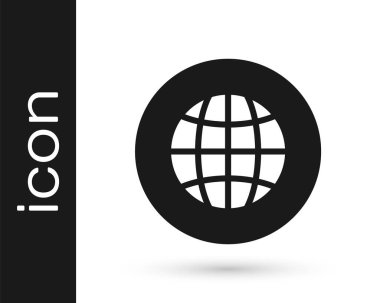 Siyah Küresel teknoloji ya da sosyal ağ simgesi beyaz arkaplanda izole edildi. Vektör