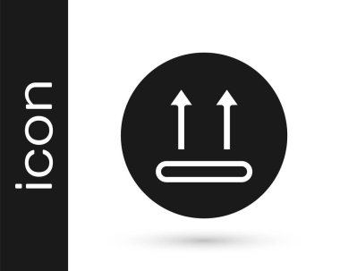 Siyah yıkama beyaz zemin üzerinde 90 derecenin altında izole edilmiş bir ikon. Sıcaklık temizleyicisi.