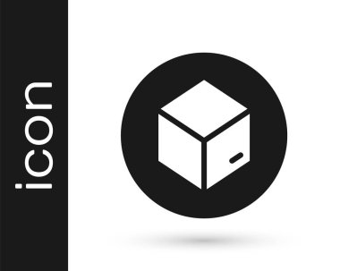 Beyaz arkaplanda siyah karton kutu simgesi izole edildi. Kutu, paket, paket işareti. Teslimat ve ambalaj. Vektör