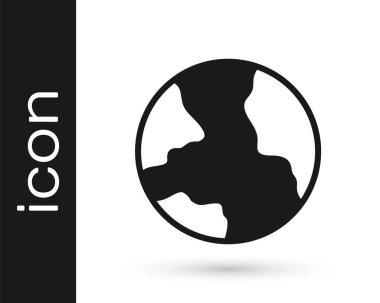 Siyah Dünya ikonu beyaz arkaplanda izole edildi. Yerküreye iğnele. Vektör