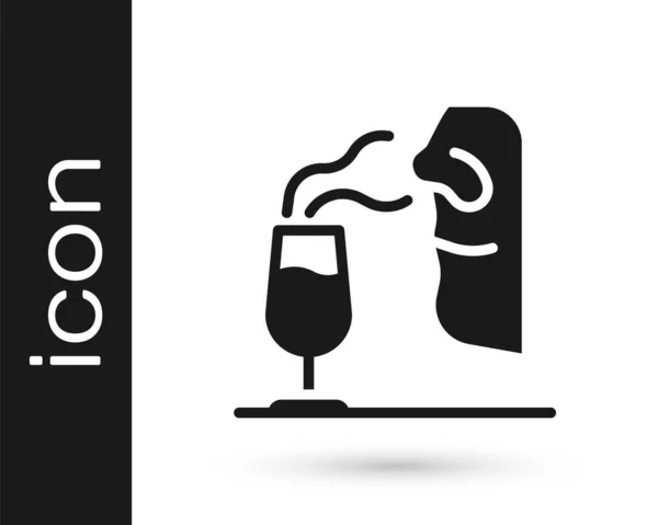 Icône Sommelier noir isolée sur fond blanc. Dégustation de vin, dégustation. Ça sent le vin. Vecteur — Image vectorielle
