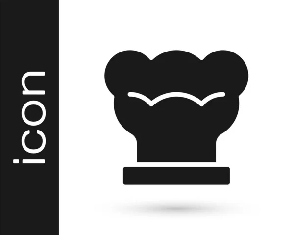 Zwarte Chef hoed pictogram geïsoleerd op witte achtergrond. Koken symbool. Kookt hoed. Vector — Stockvector