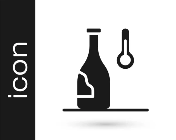 Icono de temperatura del vino negro aislado sobre fondo blanco. Vector — Archivo Imágenes Vectoriales