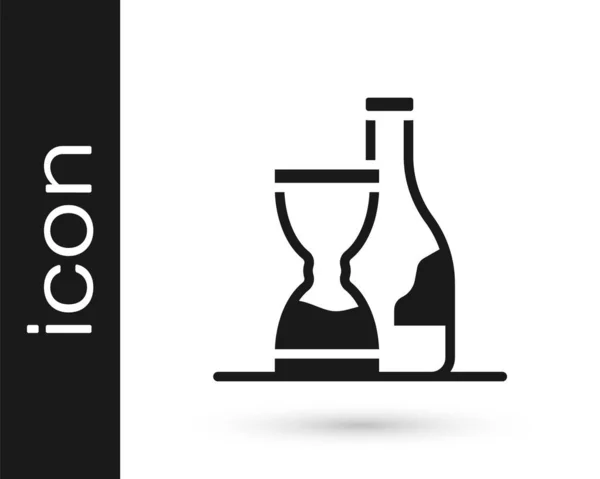 Bottiglia nera di icona del vino isolata su sfondo bianco. Affinamento del vino. Vettore — Vettoriale Stock