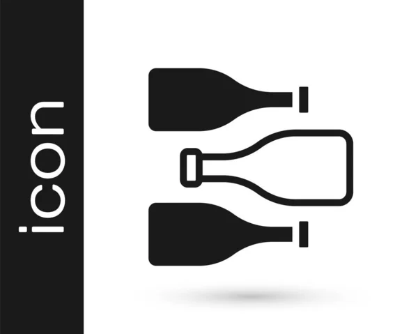 Bottiglie nere di icona del vino isolate su sfondo bianco. Vettore — Vettoriale Stock