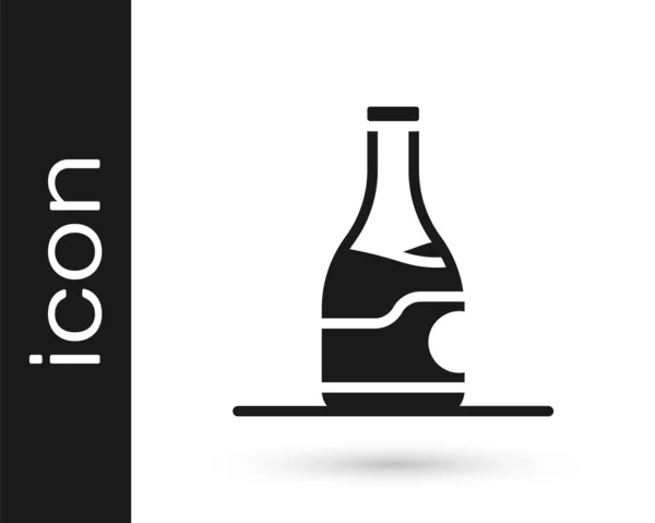 Bouteille noire de vin icône isolée sur fond blanc. Vecteur — Image vectorielle