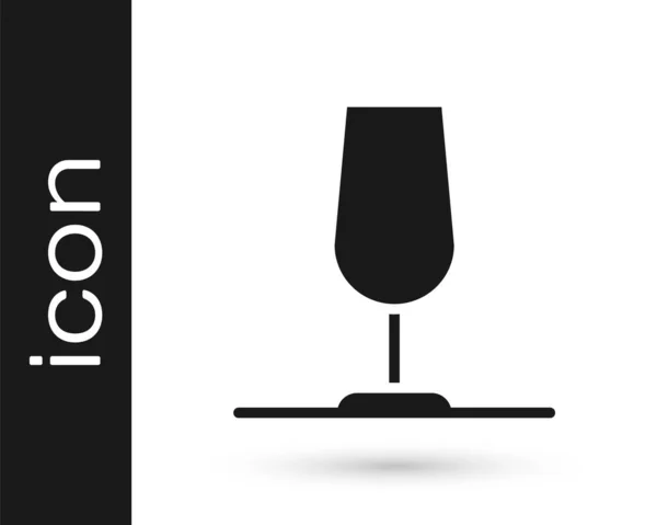 Zwarte wijn glas pictogram geïsoleerd op witte achtergrond. Wijn bordje. Vector — Stockvector