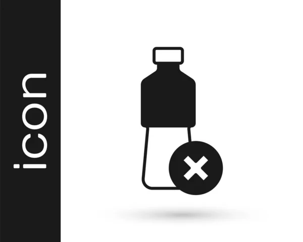 Zwart Geen water fles pictogram geïsoleerd op witte achtergrond. Geen plastic fles. Bord met verbod op waterflessen. Vector — Stockvector