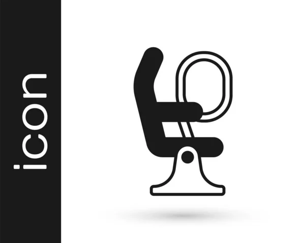 Icono del asiento del avión negro aislado sobre fondo blanco. Vector — Vector de stock