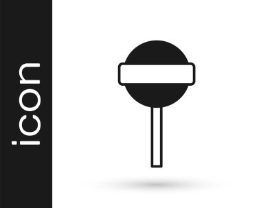 Siyah lolipop simgesi beyaz arkaplanda izole edilmiş. Yemek, lezzetli bir sembol. Vektör