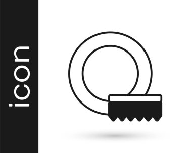 Siyah bulaşık ikonu beyaz arkaplanda izole edilmiş. Bulaşık yıkama ikonu. Bulaşık makinesi tabelası. Masa takımı tabelası temiz. Vektör