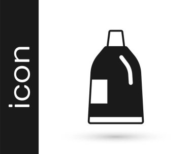 Çamaşır deterjanı, çamaşır suyu, bulaşık deterjanı ya da beyaz arka planda izole edilmiş başka bir temizlik malzemesi için siyah plastik şişe. Vektör