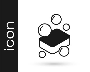 Siyah sabun simgesi beyaz arkaplanda izole edilmiş. Köpüklü sabun çubuğu. Vektör