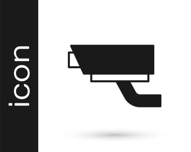 Siyah güvenlik kamerası simgesi beyaz arkaplanda izole edildi. Vektör