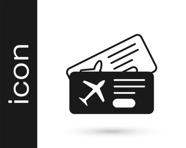 Ícone de bilhete Black Airline isolado no fundo branco. Um bilhete de avião. Vetor —  Vetores de Stock
