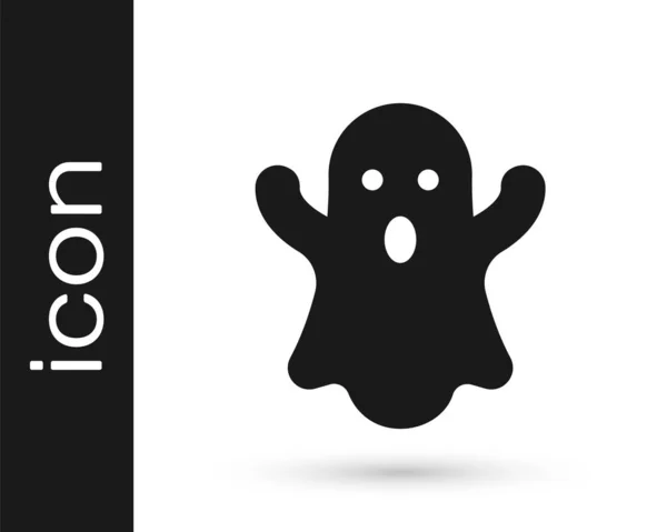 Icono de fantasma negro aislado sobre fondo blanco. Feliz fiesta de Halloween. Vector — Archivo Imágenes Vectoriales