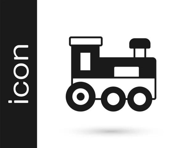 Icono de tren de juguete negro aislado sobre fondo blanco. Vector — Vector de stock