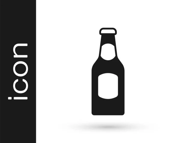Zwart bierflessenpictogram geïsoleerd op witte achtergrond. Vector — Stockvector