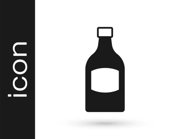 Zwart bierflessenpictogram geïsoleerd op witte achtergrond. Vector — Stockvector