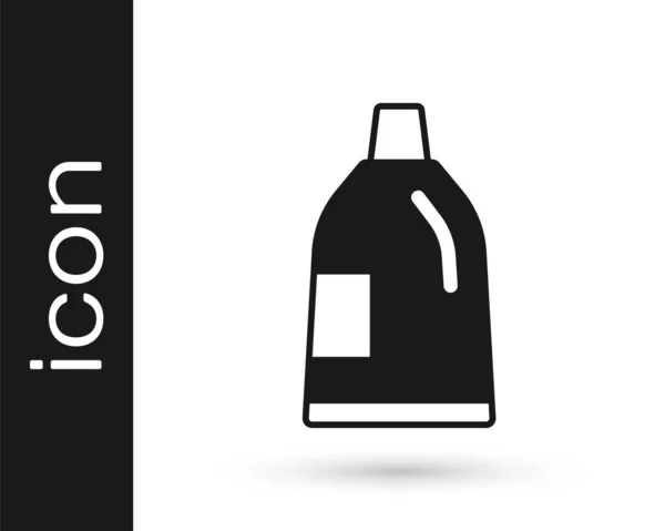 Botella de plástico negro para detergente de lavandería, lejía, líquido para lavar platos u otro icono de agente de limpieza aislado sobre fondo blanco. Vector — Vector de stock