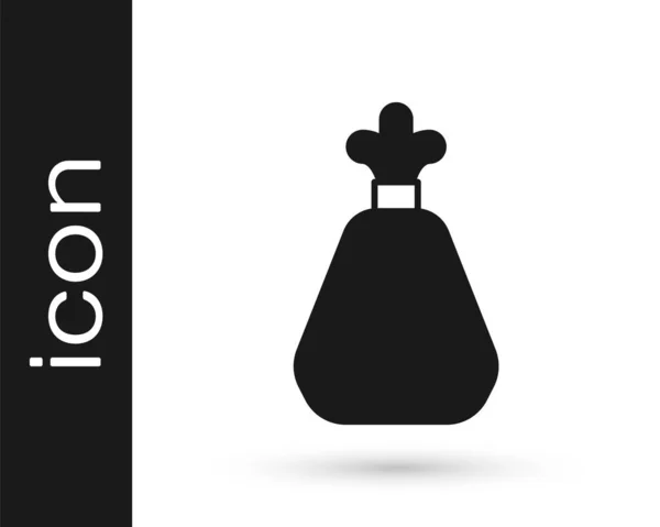 Icona nera del sacchetto della spazzatura isolata su sfondo bianco. Vettore — Vettoriale Stock