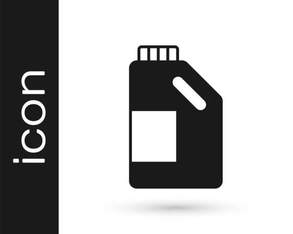 Schwarze Plastikflasche für Waschmittel, Bleichmittel, Spülmittel oder ein anderes Reinigungsmittel, isoliert auf weißem Hintergrund. Vektor — Stockvektor