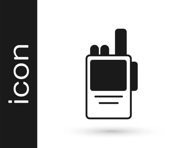 Negro Walkie talkie icono aislado sobre fondo blanco. Icono del transmisor de radio portátil. Señal del transceptor de radio. Vector — Vector de stock